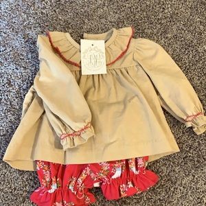 The Beaufort bonnet company Long sleeve corduroy frock with knickers.